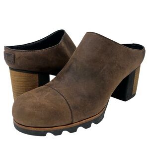 Sorel Brown Leather Women's Mules